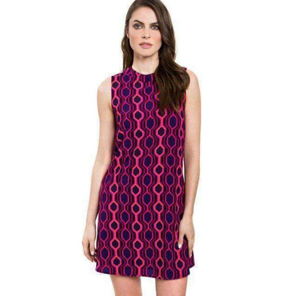 Julie Brown Brita Shift Dress Women’s Sz 10 Sleeveless Colorful Preppy Geometric